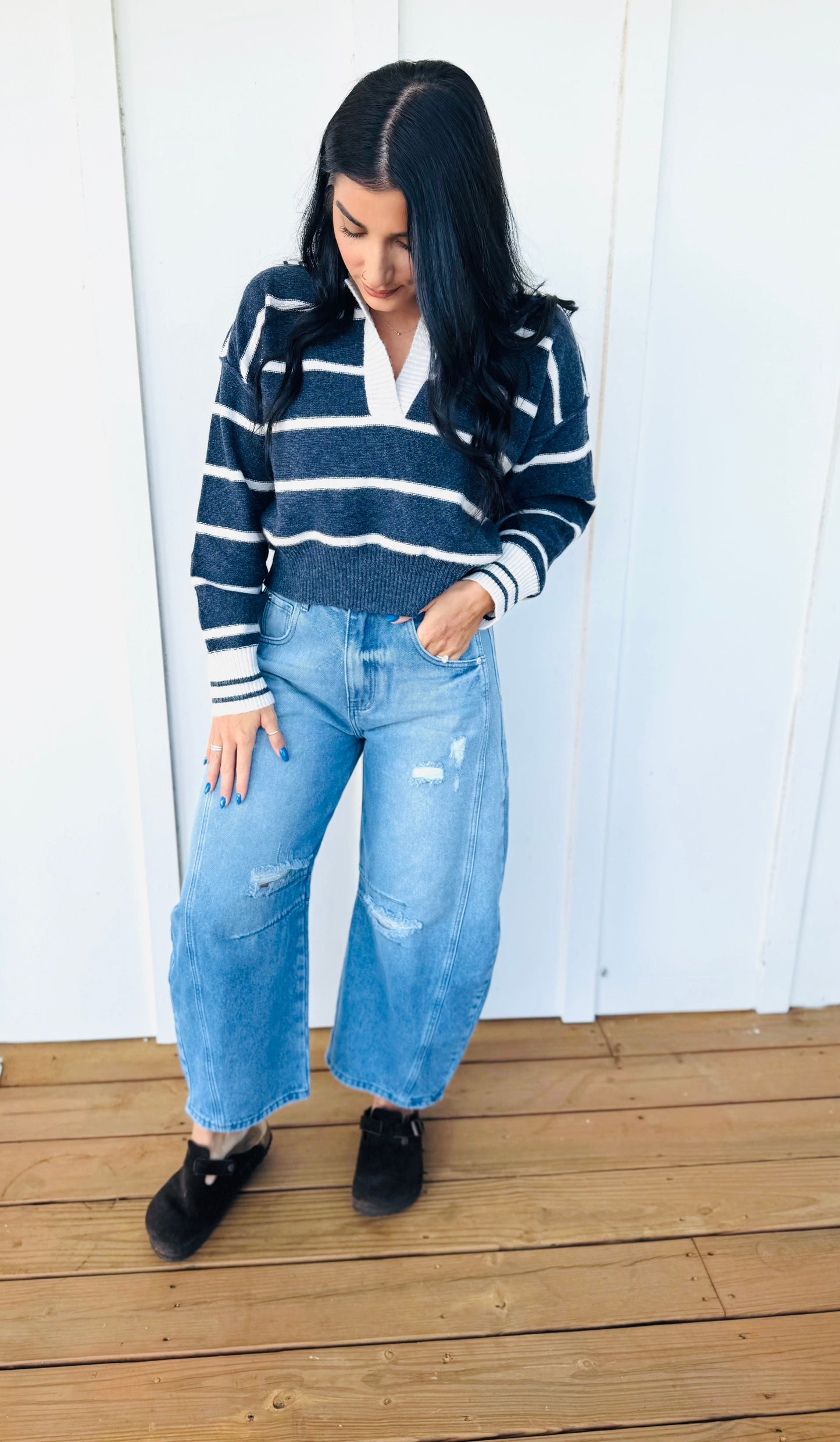 Navy Striped Sweater