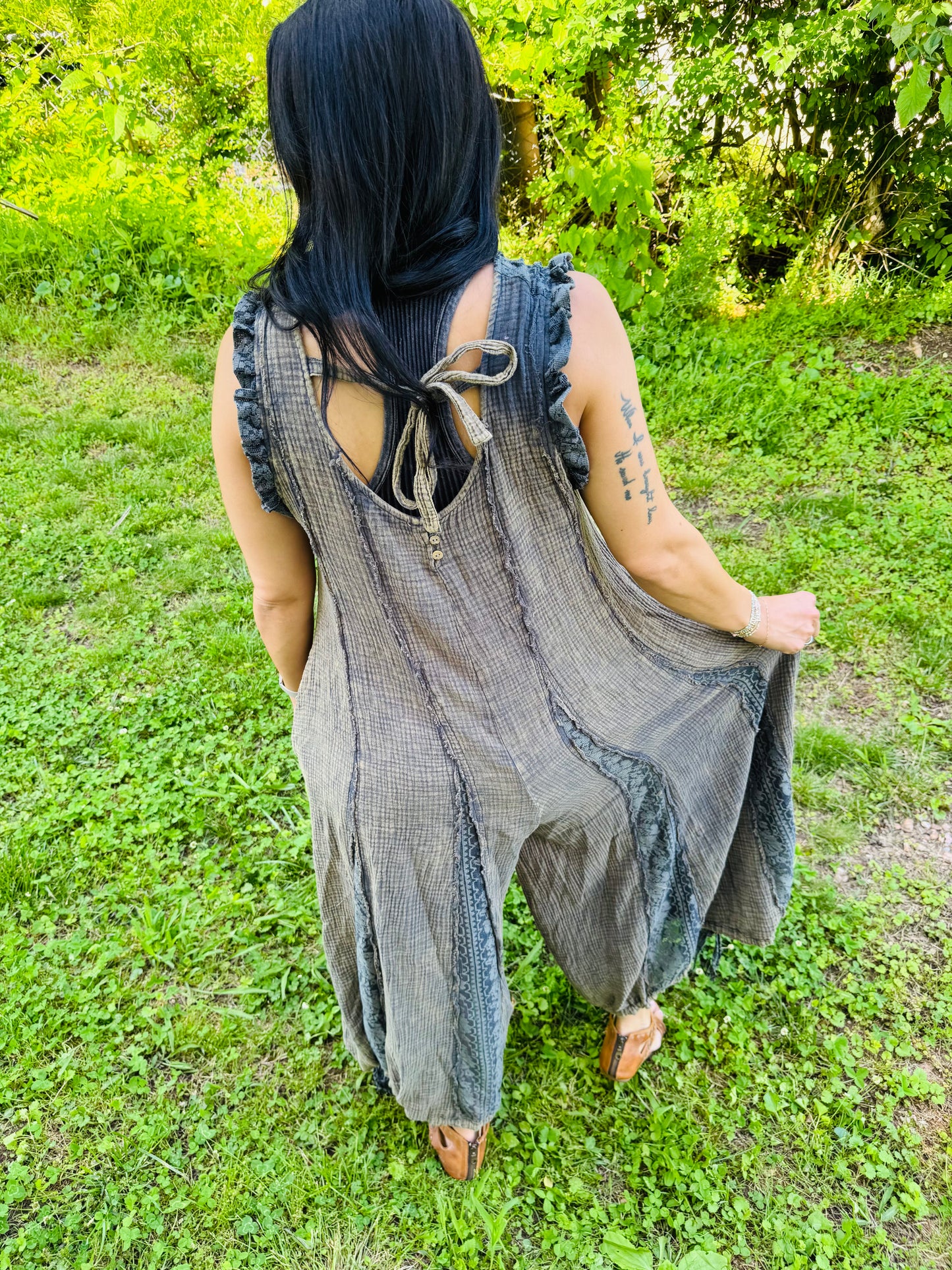 Charcoal Ruffle Romper