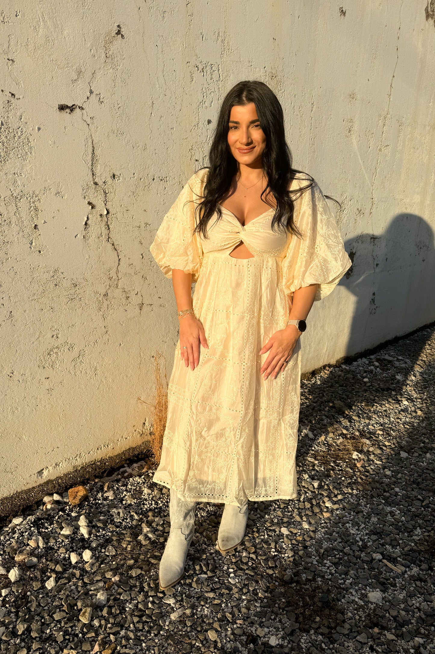 Embroidered Midi Dress