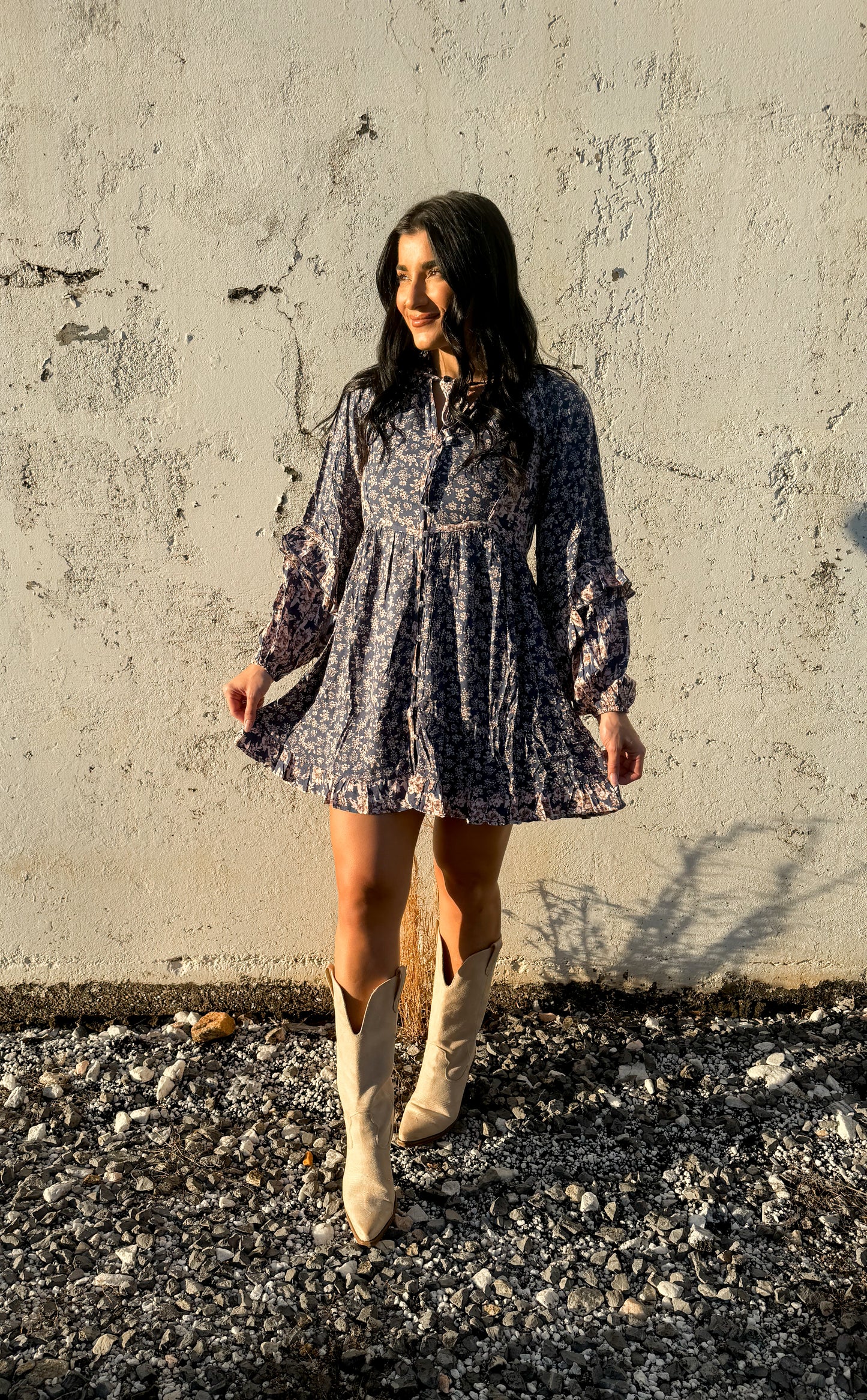 Mini Navy Floral Dress