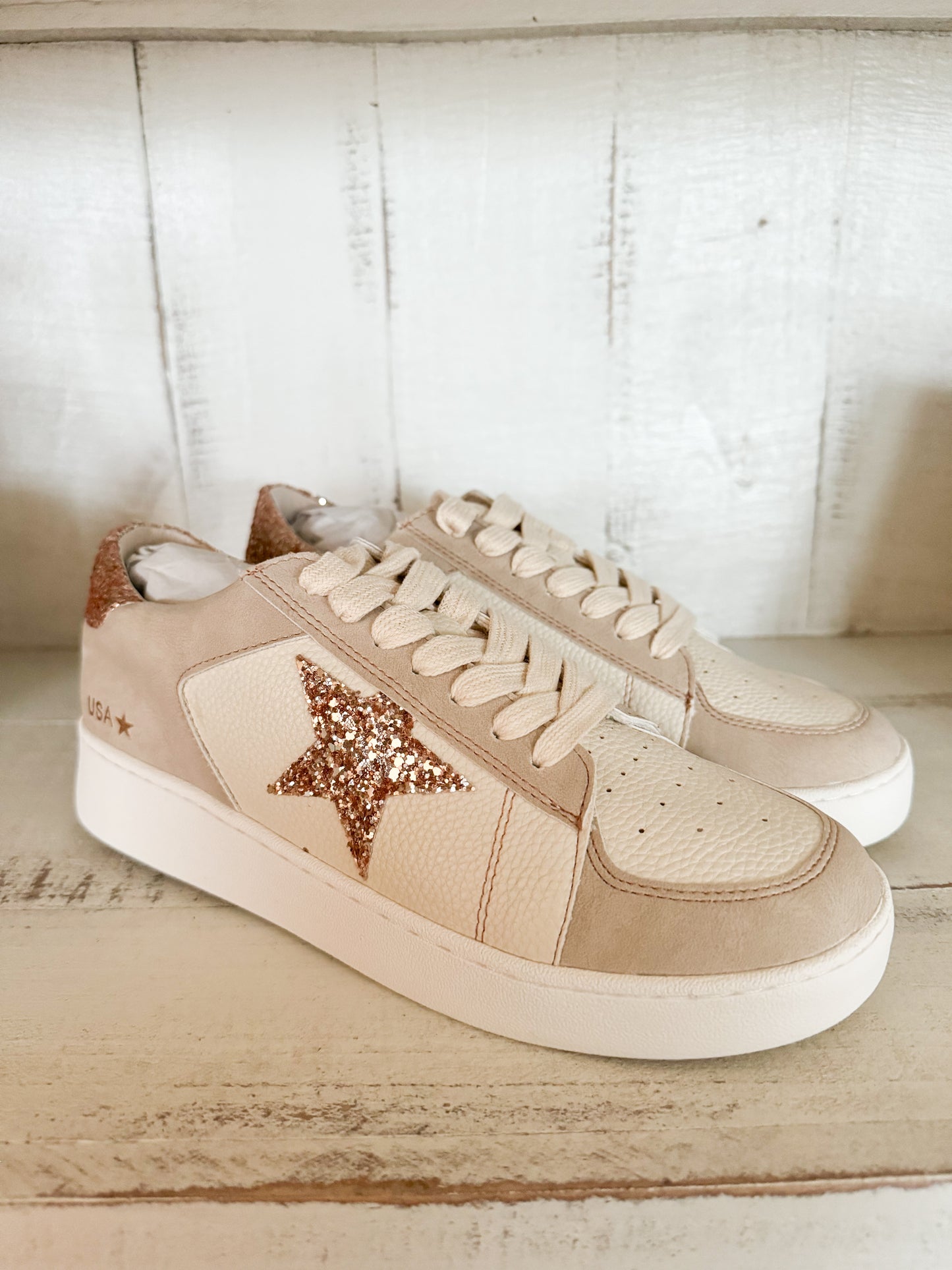 Glitter Star Sneaker Beige