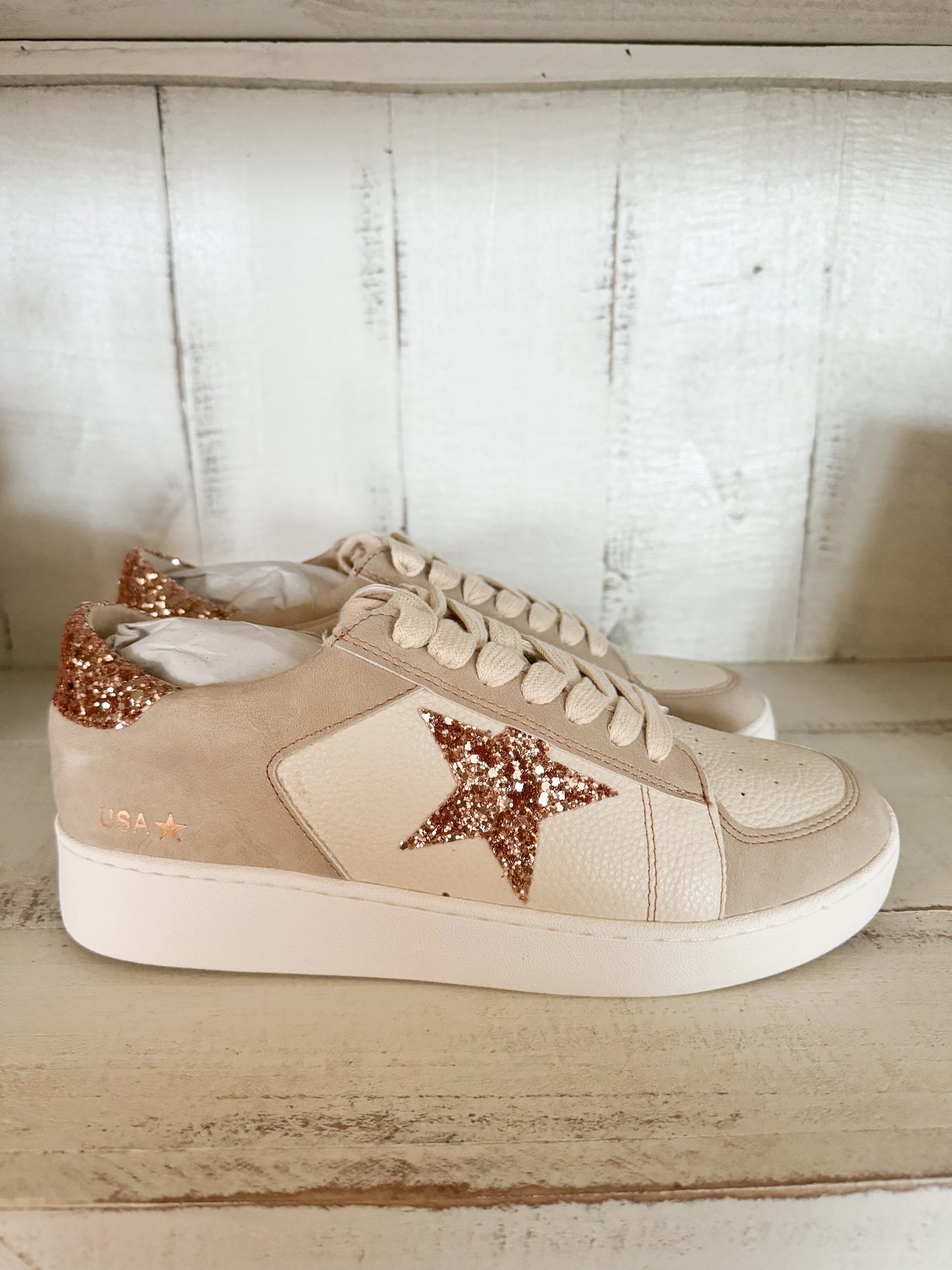 Glitter Star Sneaker Beige