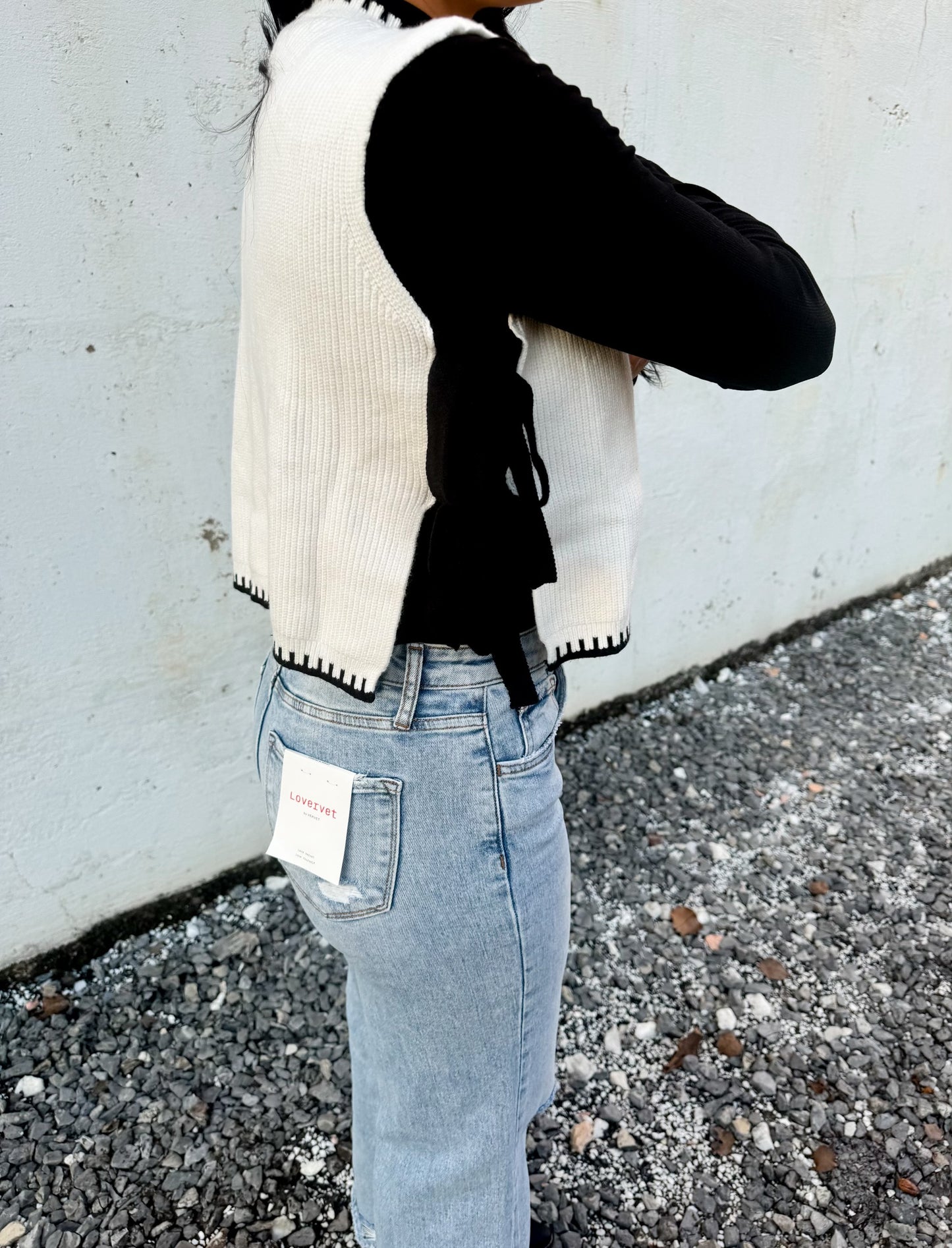 Ivory Side Tie Sweater