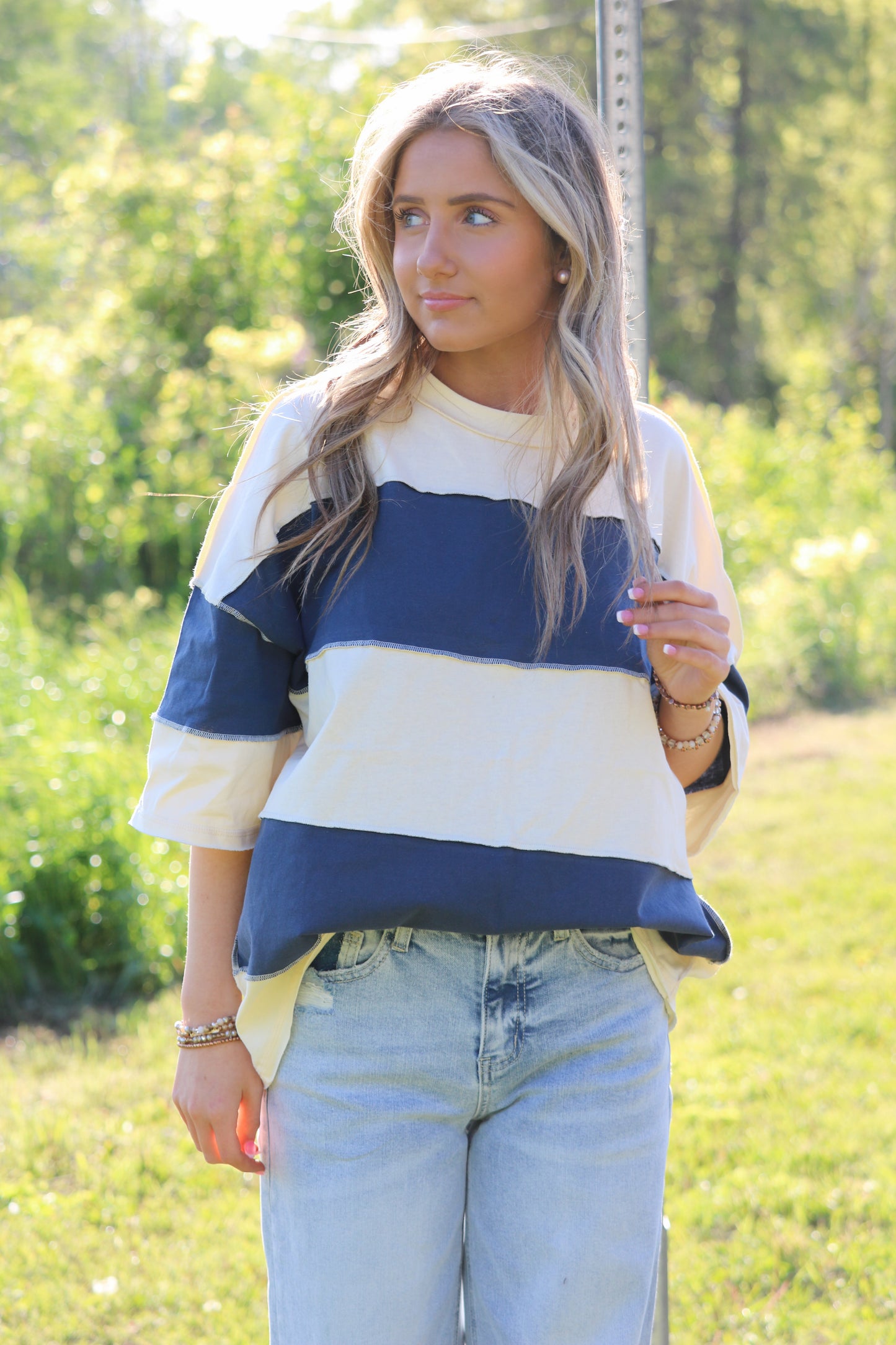 Navy Color Block Tee