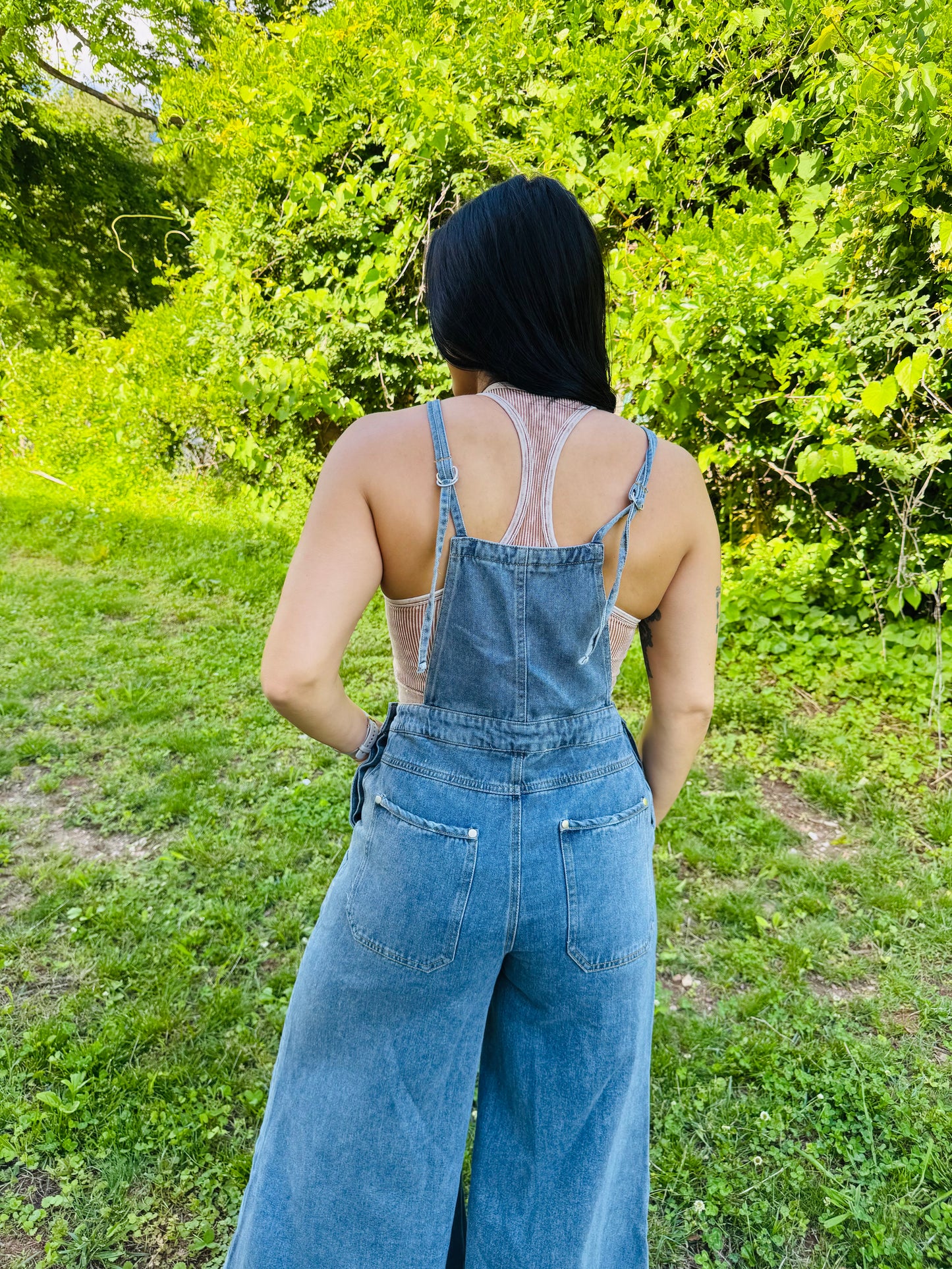 Washed Denim Overalls