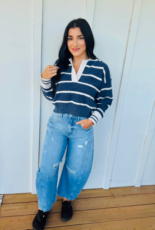 Navy Striped Sweater