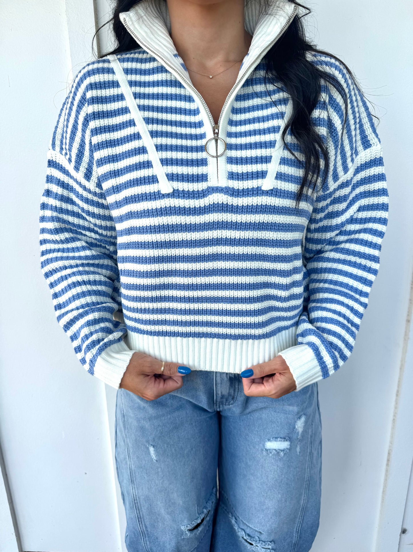 Sky Blue Half Zip Pullover