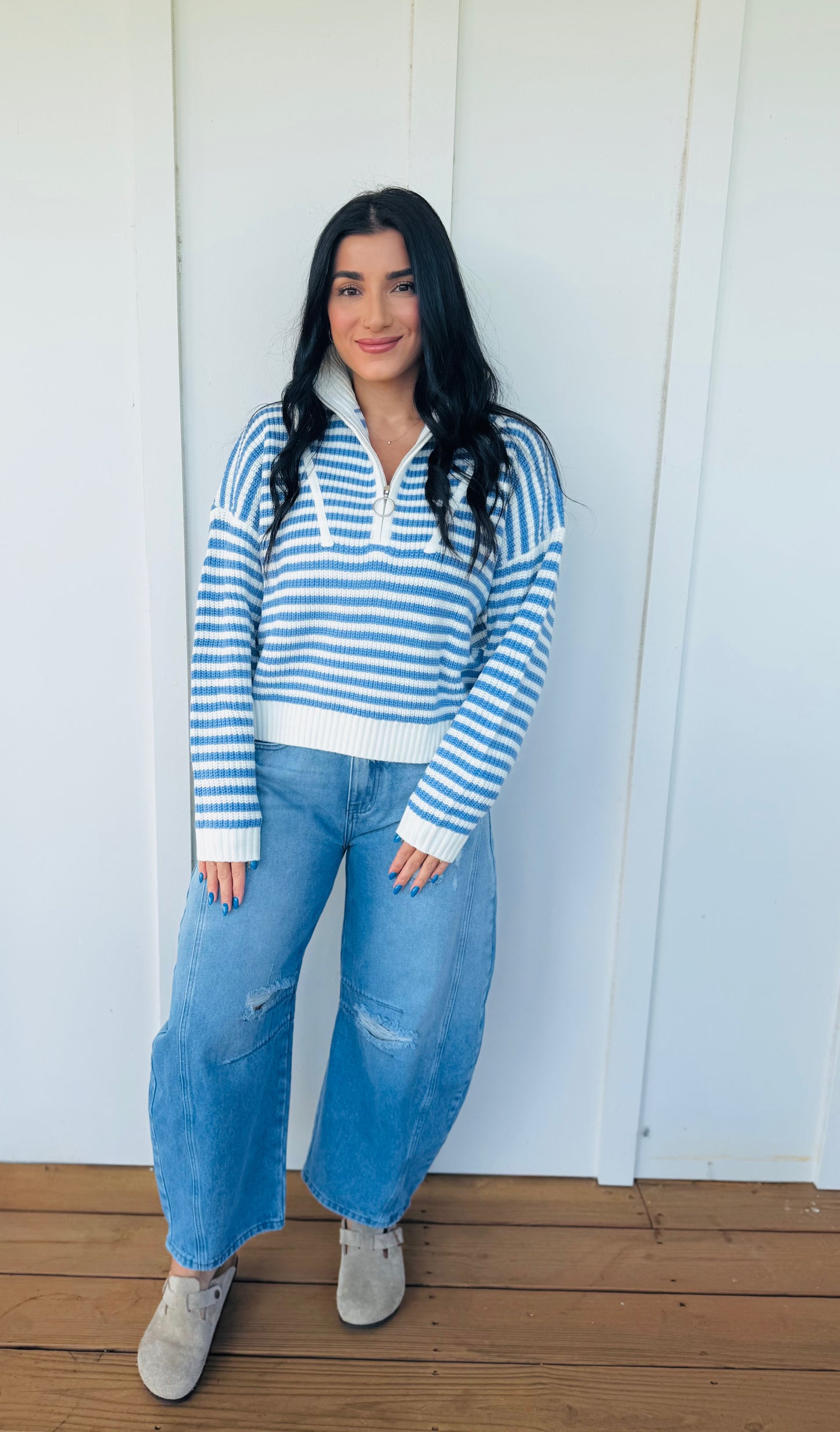 Sky Blue Half Zip Pullover