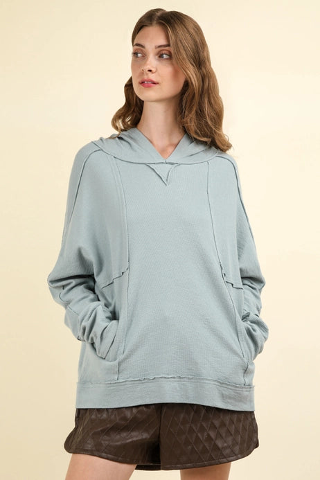 Denim Blue Raw Edge Hoodie