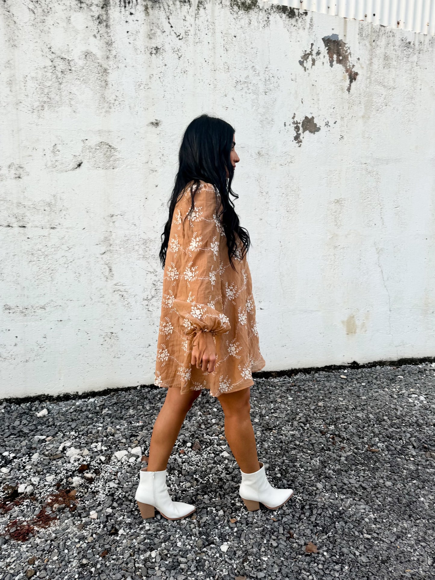 Caramel Embroidered Dress