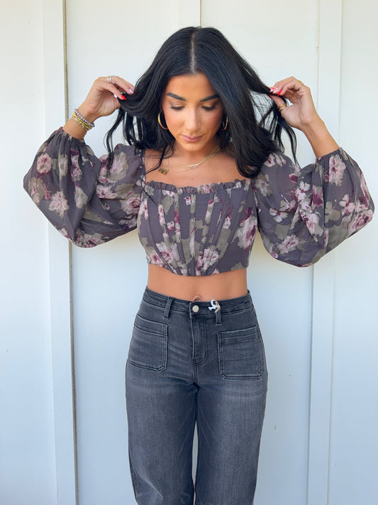 Midnight Bloom Corset Top