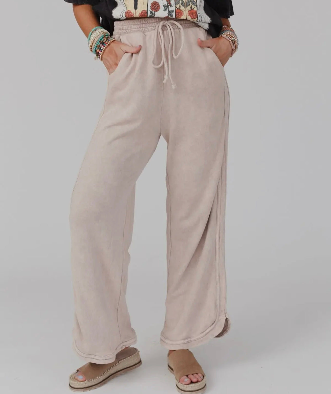 Tan Full Wide Leg Pant