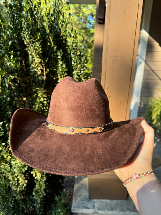 Chocolate Unisex Vegan Suede Western Cowboy Hat