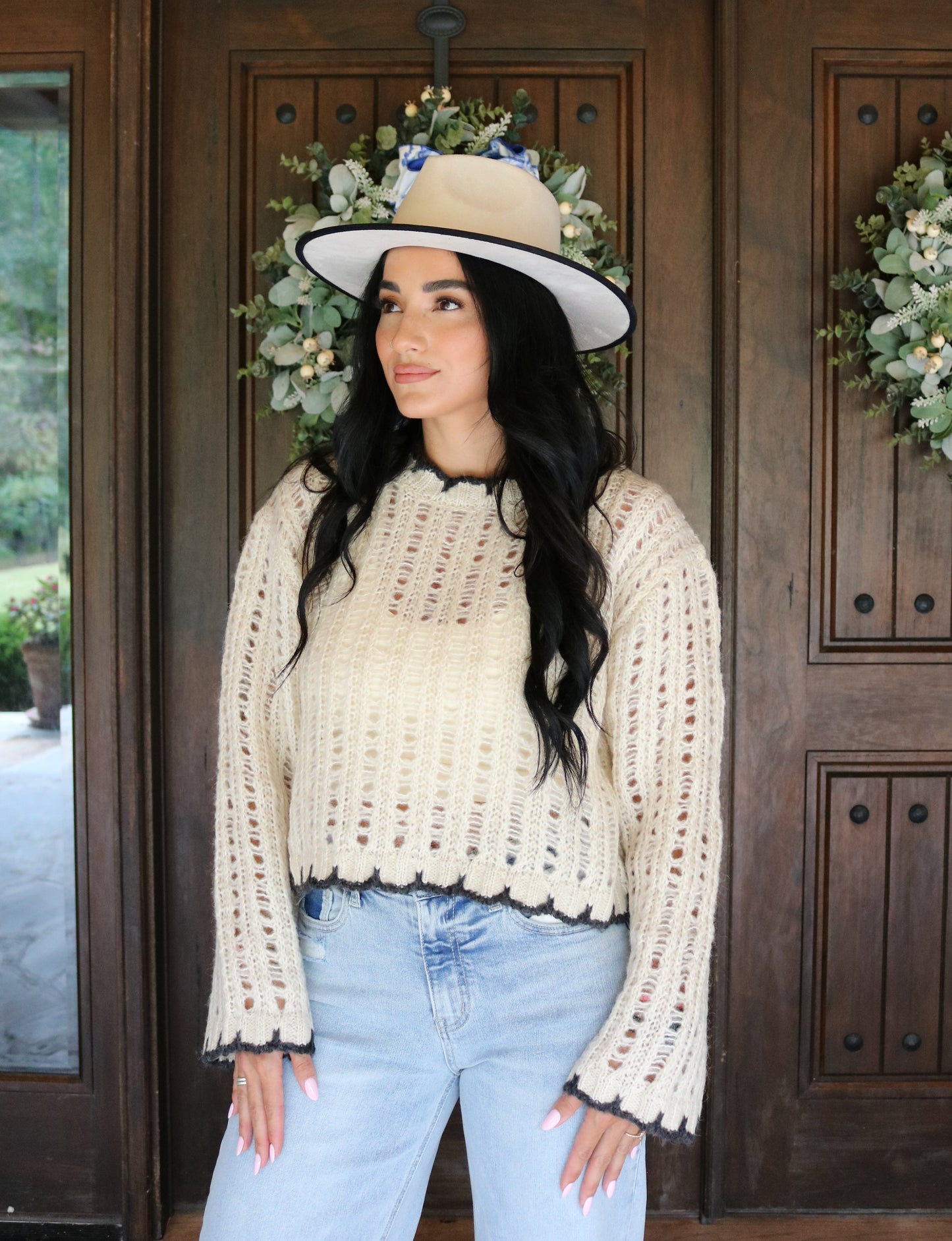 Black & Ivory Two-Toned Vegan Suede Hats