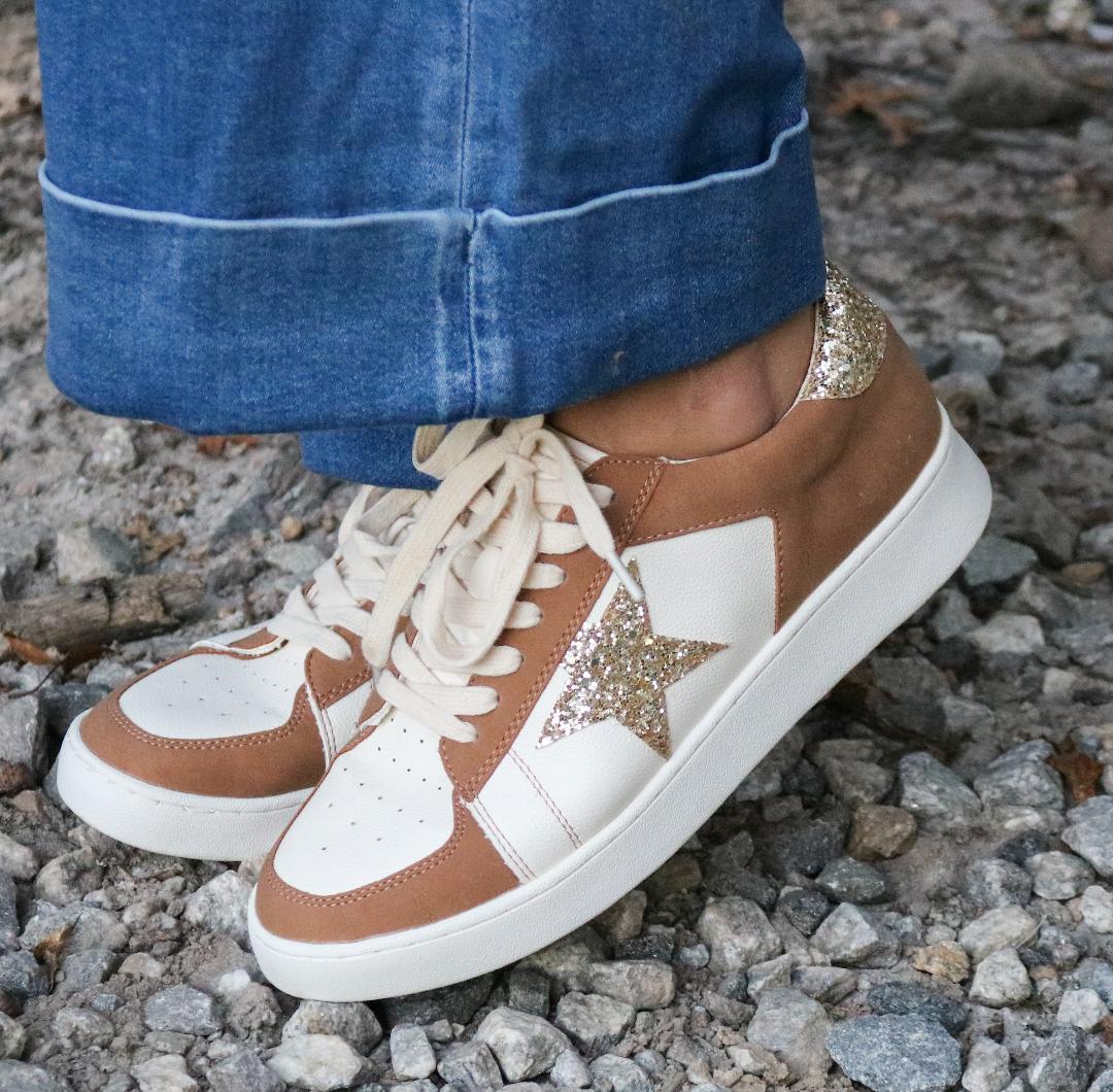 Glitter Start Sneaker Camel