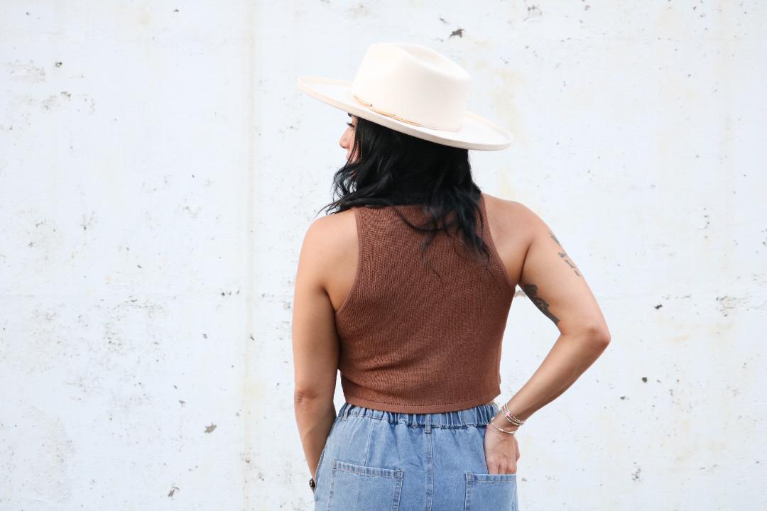 Chocolate Brown Knit Top