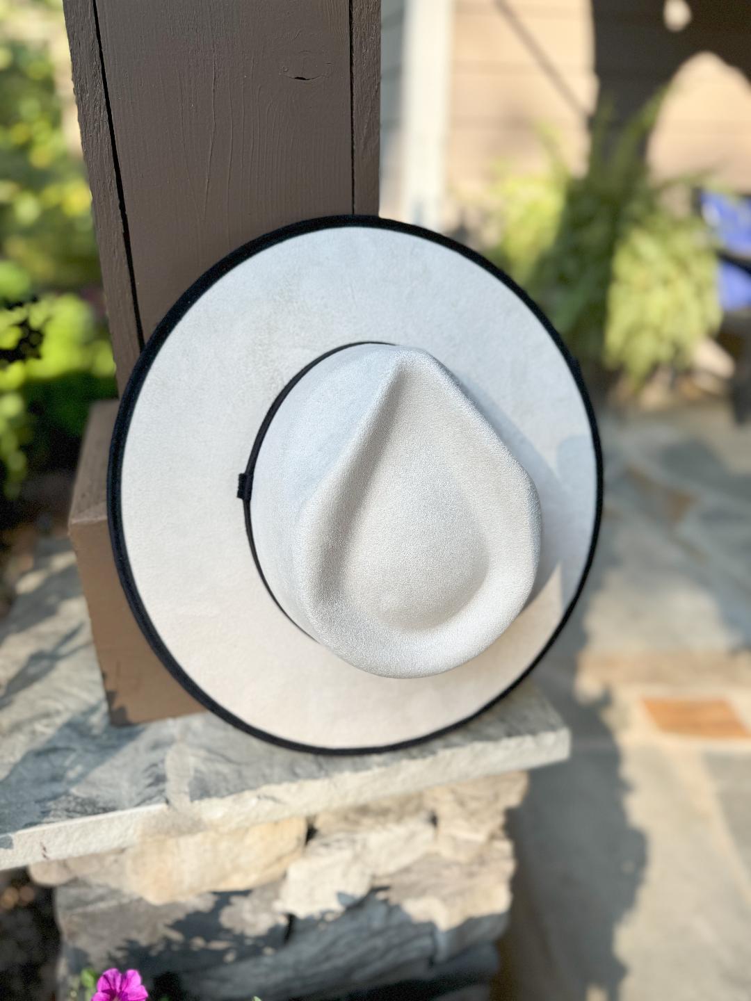 Black & Ivory Two-Toned Vegan Suede Hats