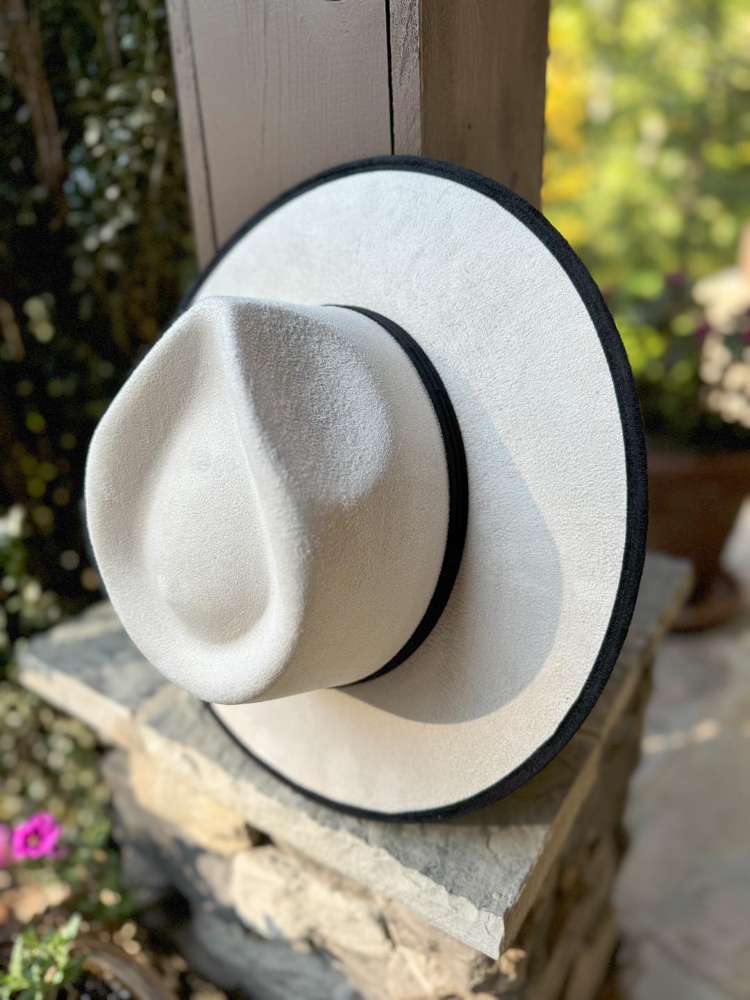 Black & Ivory Two-Toned Vegan Suede Hats