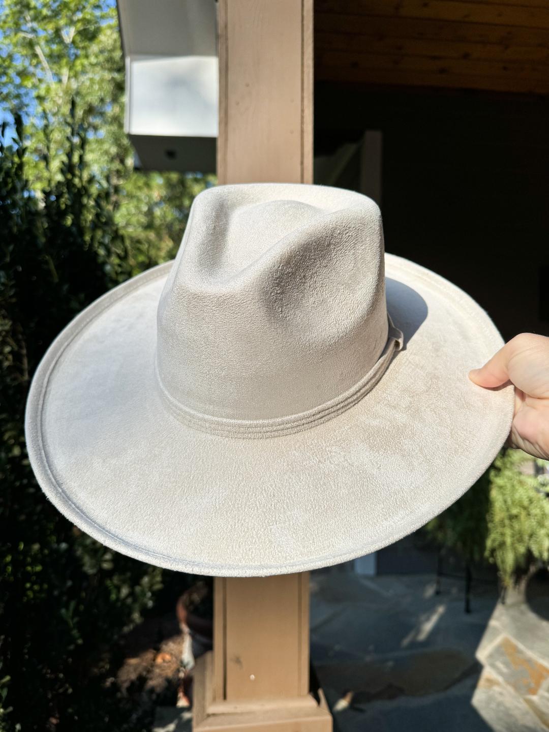 Ivory Vegan Pencil Curl Stiff Brim Fedora Hat