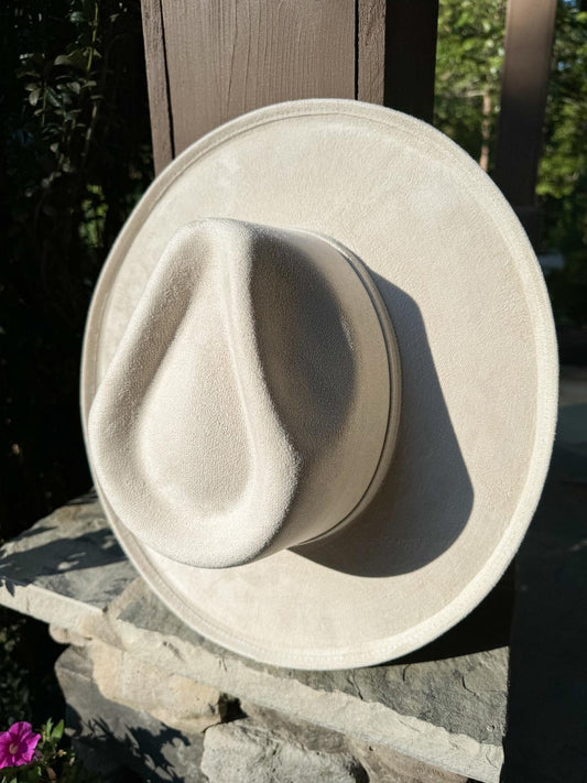Ivory Vegan Pencil Curl Stiff Brim Fedora Hat