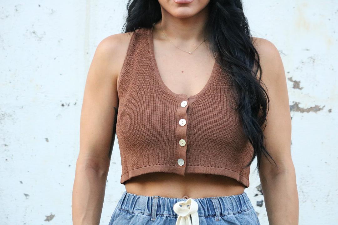 Chocolate Brown Knit Top